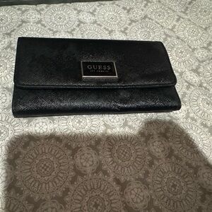 GUESS Shimmering Black Wristlet Clutch